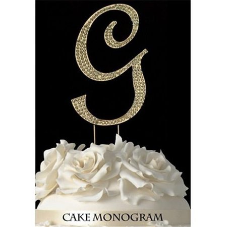 DE YI ENTERPRISE De Yi Enterprise 33015-Gg Monogram Cake Toppers - Gold Rhinestone - G 33015-Gg